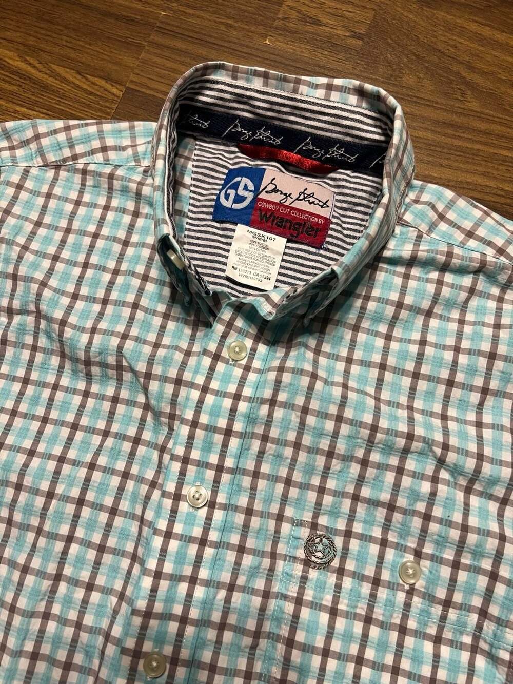 Wrangler George Strait Cowboy Cut Collection Short Sleeve Plaid Western Shirt Si - Picture 3 of 7